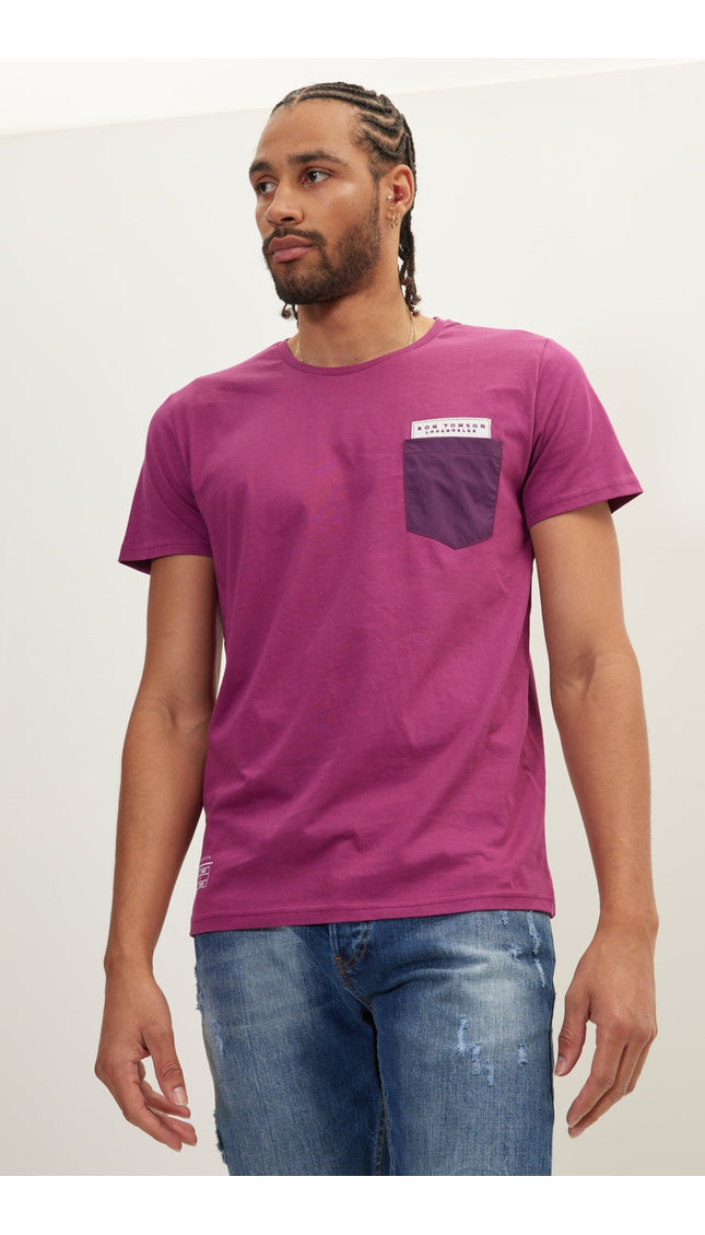 Patch Pocket Fitted T-Shirt - Plum - Ron Tomson