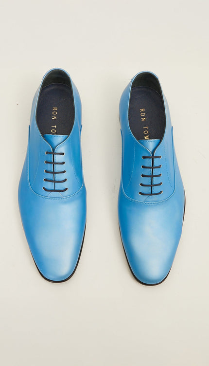 Patent Leather Oxfords - Metallic Sky Blue - Ron Tomson