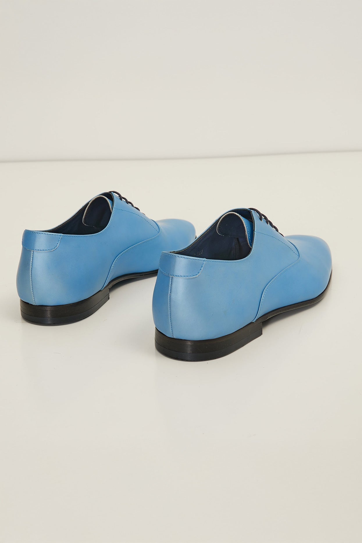 Men's Patent Leather Oxfords - Metallic Sky Blue | Ron Tomson Men's Patent Leather Oxfords - Metallic Sky Blue | Ron Tomson