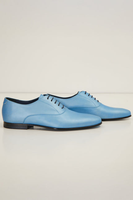 Men's Patent Leather Oxfords - Metallic Sky Blue