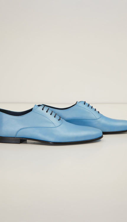 Patent Leather Oxfords - Metallic Sky Blue - Ron Tomson