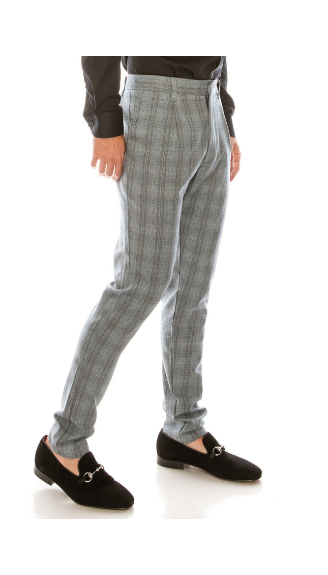 Patterned Slim Fit Casual Trouser- Dark Grey - Ron Tomson
