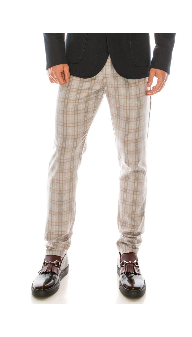 Patterned Slim Fit Casual Trouser - Pink - Ron Tomson
