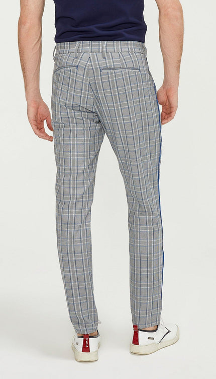 Patterned Slim Fit Causal Trouser - Grey Sax - Ron Tomson