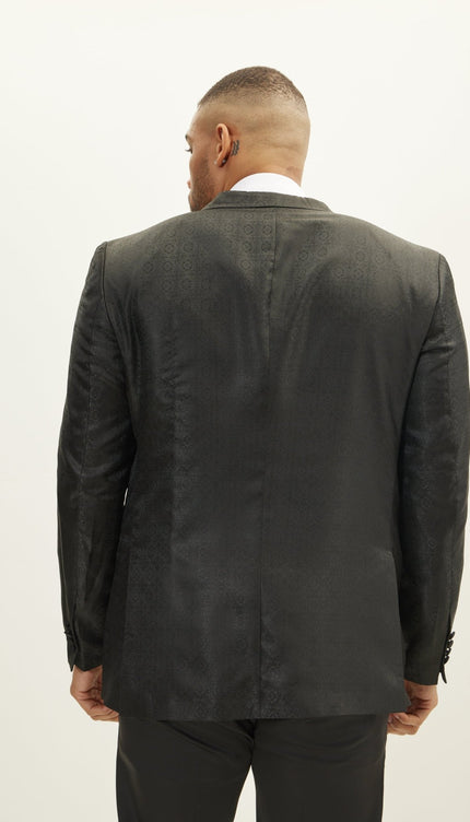 Peak Lapel Tuxedo Jacket - Oriental Jacquard Black - Ron Tomson