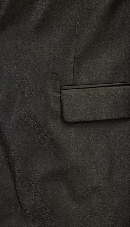 Peak Lapel Tuxedo Jacket - Oriental Jacquard Black - Ron Tomson