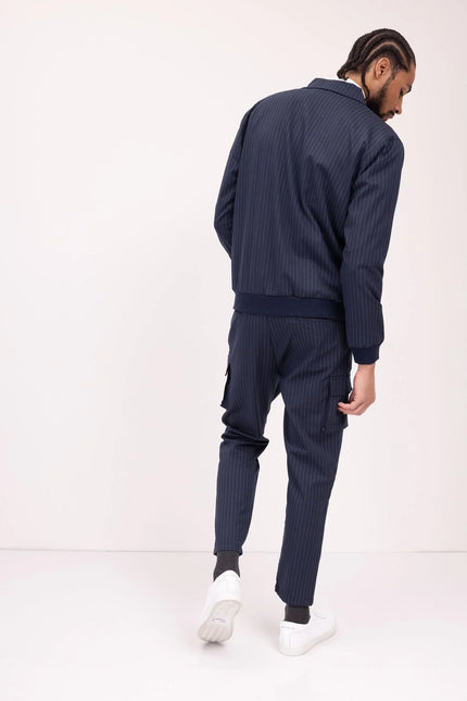 Pinstriped Utility Pants - Navy White - Ron Tomson