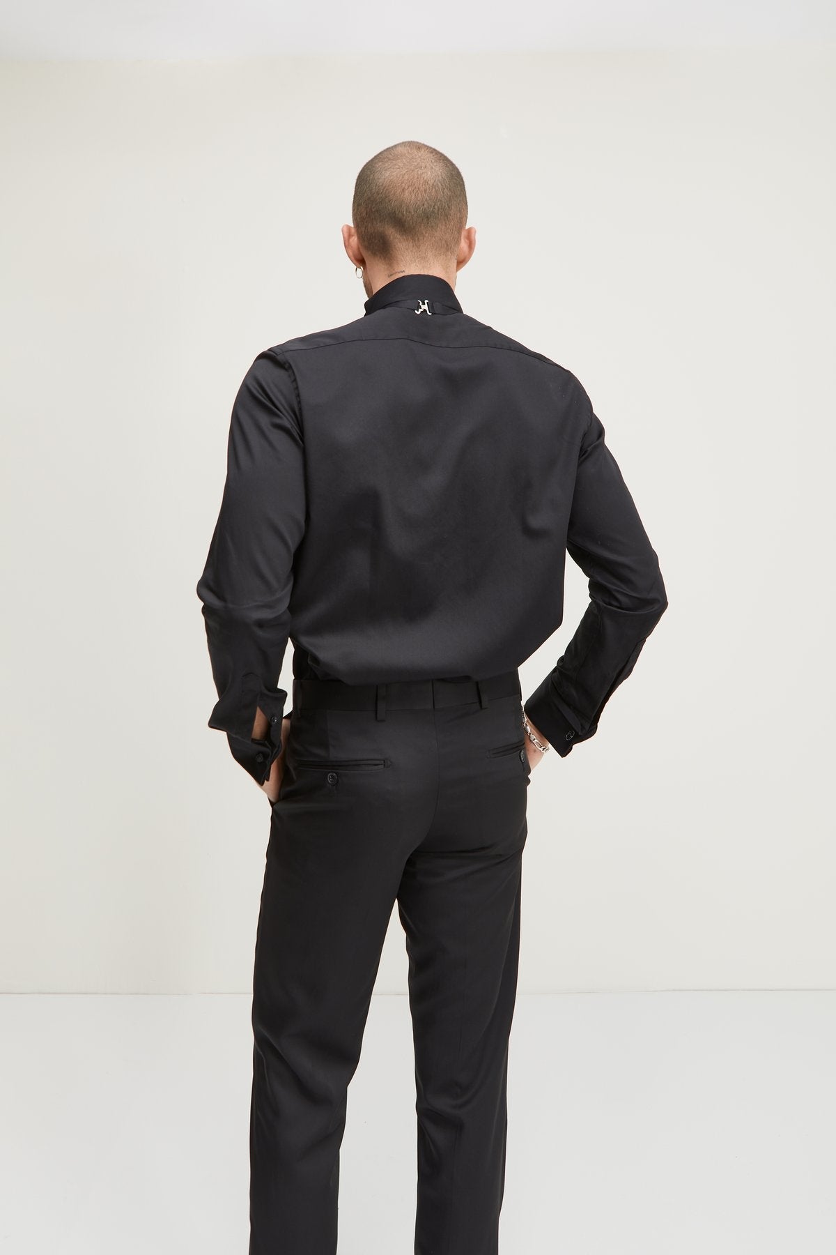 Men's Pique Bib Wing Collar Tuxedo Shirt - Black | Ron Tomson Black Black / XL (17.5 US) Men's Pique Bib Wing Collar Tuxedo Shirt - Black | Ron Tomson Black Black / XL (17.5 US)