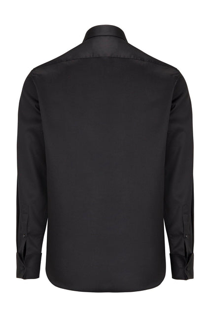Pique Bib Tuxedo Shirt - Black Black - Ron Tomson