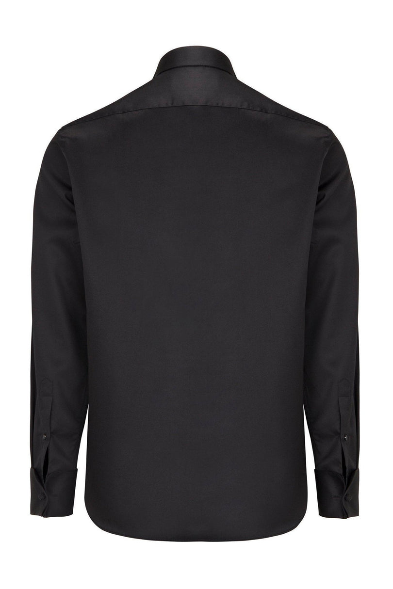 Pique Bib Tuxedo Shirt - Black Black - Ron Tomson