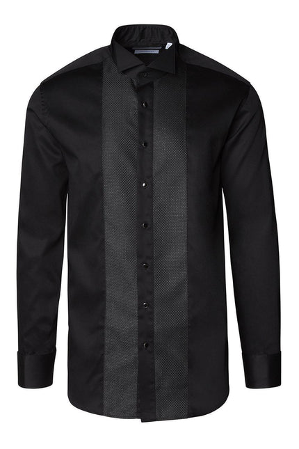 Pique Bib Tuxedo Shirt - Black Black - Ron Tomson