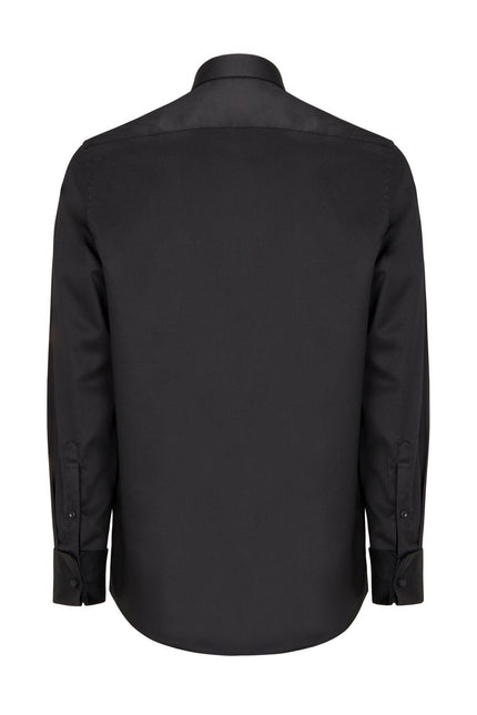 Pique Bib Tuxedo Shirt - Black Burgundy - Ron Tomson