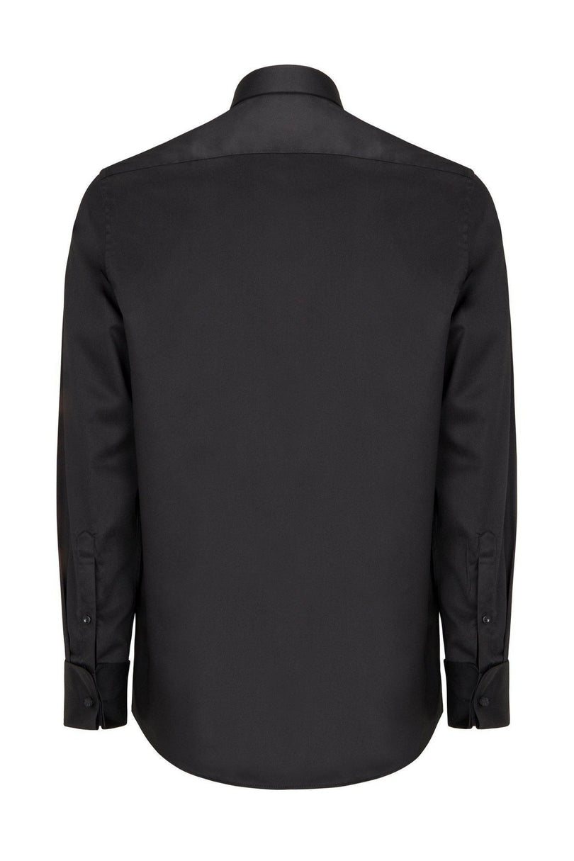 Pique Bib Tuxedo Shirt - Black Burgundy - Ron Tomson