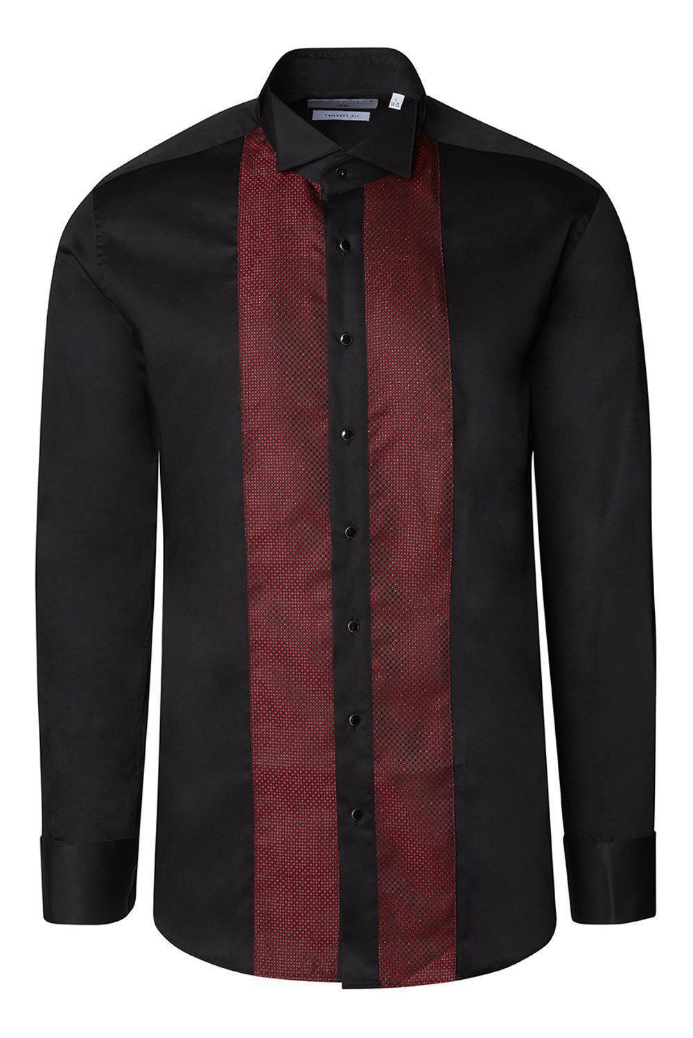 Men's Pique Bib Tuxedo Shirt - Black Burgundy | Ron Tomson Black Burgundy / XXL (18.5 US) Men's Pique Bib Tuxedo Shirt - Black Burgundy | Ron Tomson Black Burgundy / XXL (18.5 US)