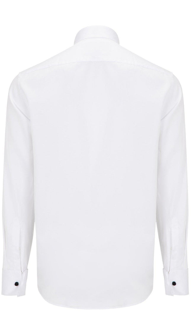 Pique Bib Tuxedo Shirt - White Grey - Ron Tomson