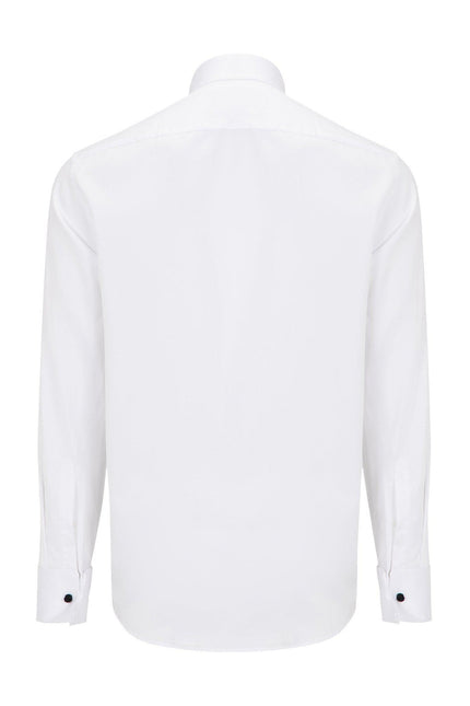 Pique Bib Tuxedo Shirt - White Grey - Ron Tomson