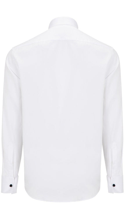 Pique Bib Tuxedo Shirt - White Grey - Ron Tomson