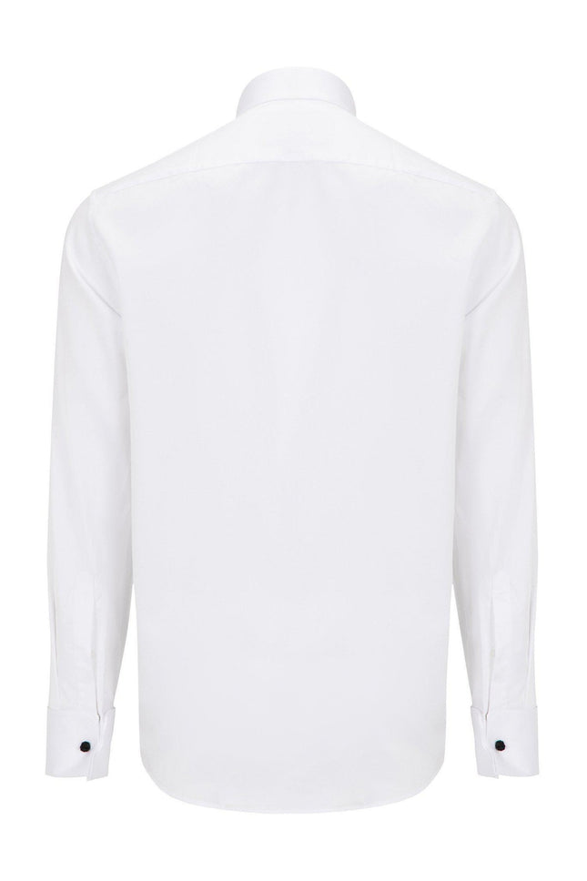 Pique Bib Tuxedo Shirt - White Grey - Ron Tomson