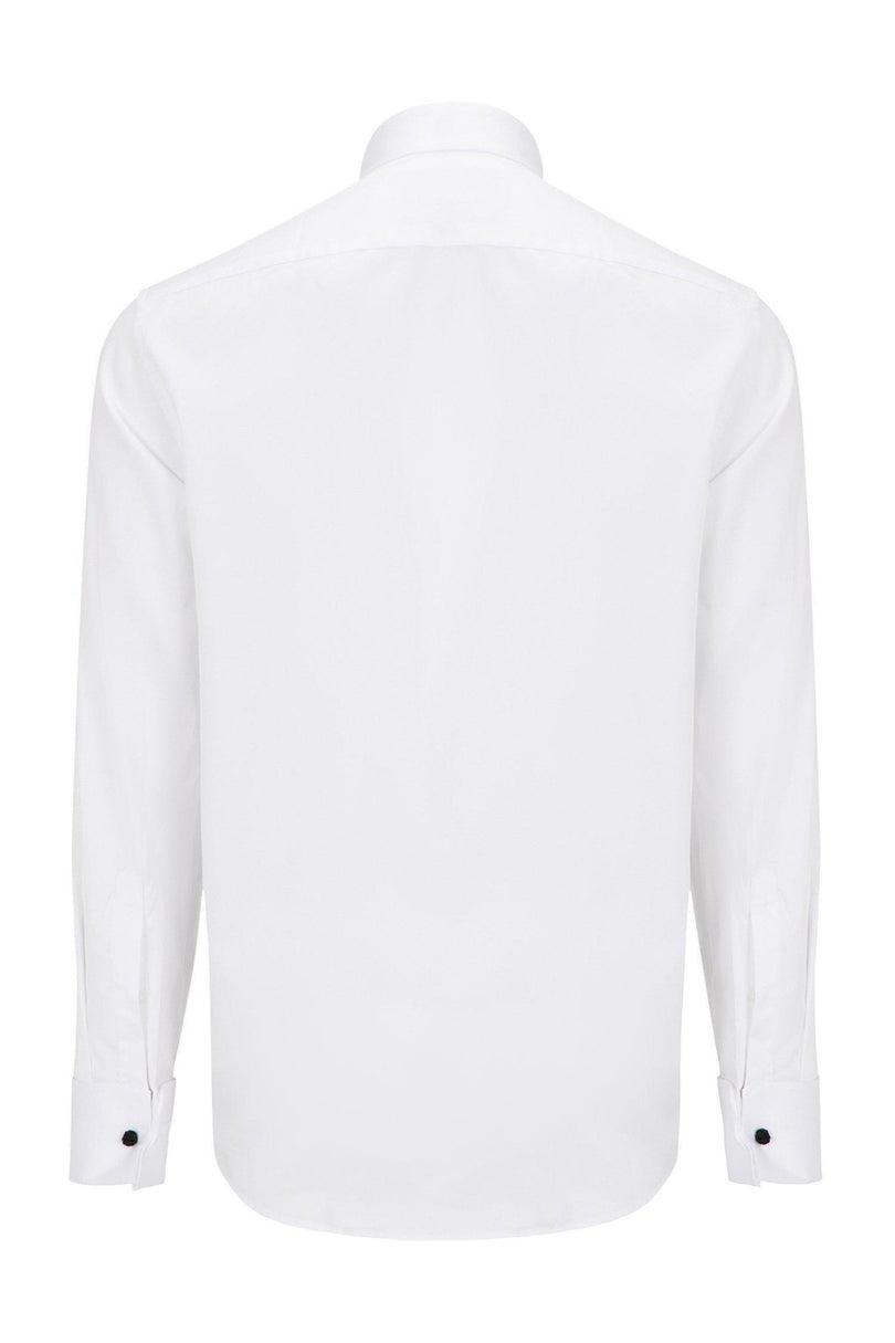 Pique Bib Tuxedo Shirt - White Grey - Ron Tomson