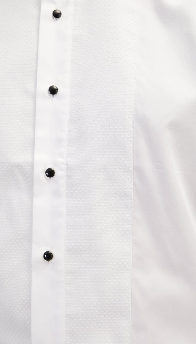 Pique Bib Tuxedo Shirt - White White - Ron Tomson