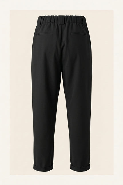 Pleated Relaxed Pants - Black - Back