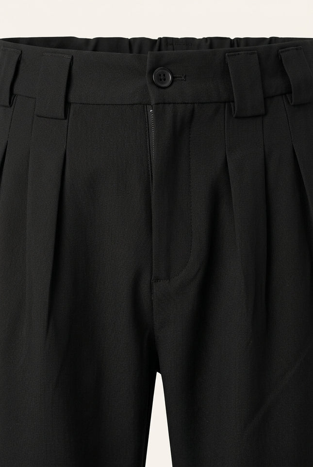 Pleated Relaxed Pants - Black - Detail