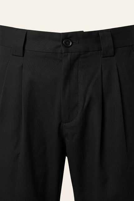 Pleated Trousers - Black - Detail