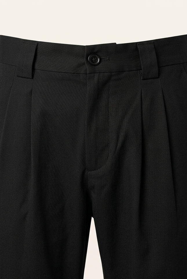 Pleated Trousers - Black - Detail
