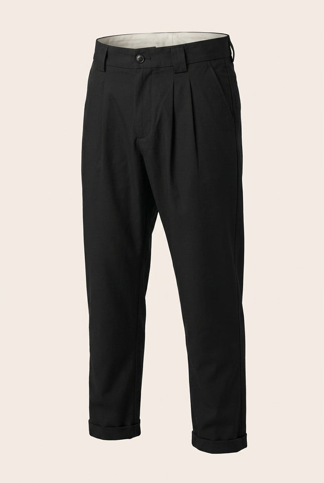 Pleated Trousers - Black - Front