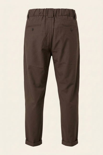 Pleated Trousers - Brown - Back
