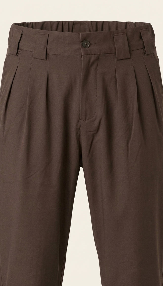 Pleated Trousers - Brown - Detail