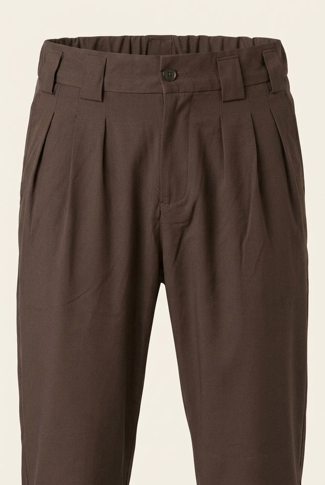 Pleated Trousers - Brown - Detail