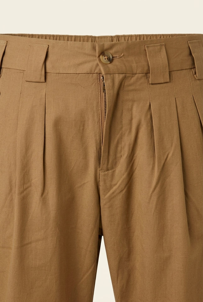 Pleated Trousers - Camel - Detail