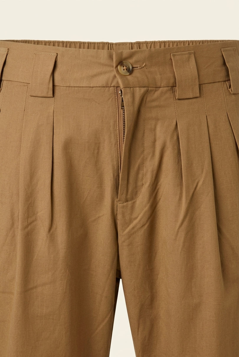 Pleated Trousers - Camel - Detail