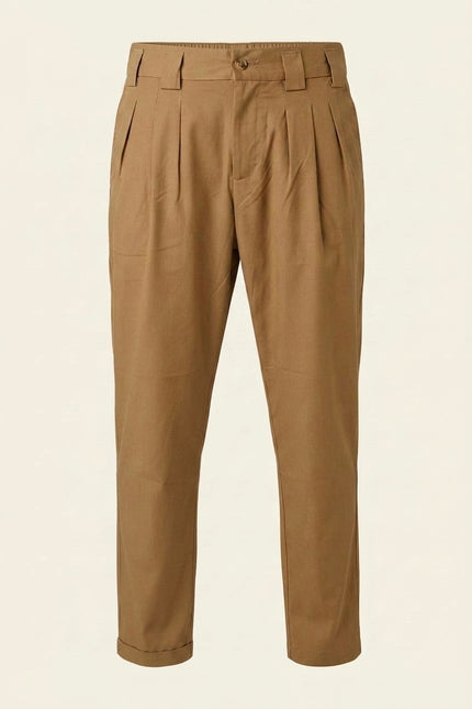 Pleated Trousers - Camel - Front