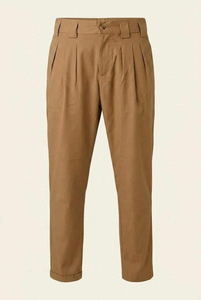 Pleated Trousers - Camel - Front