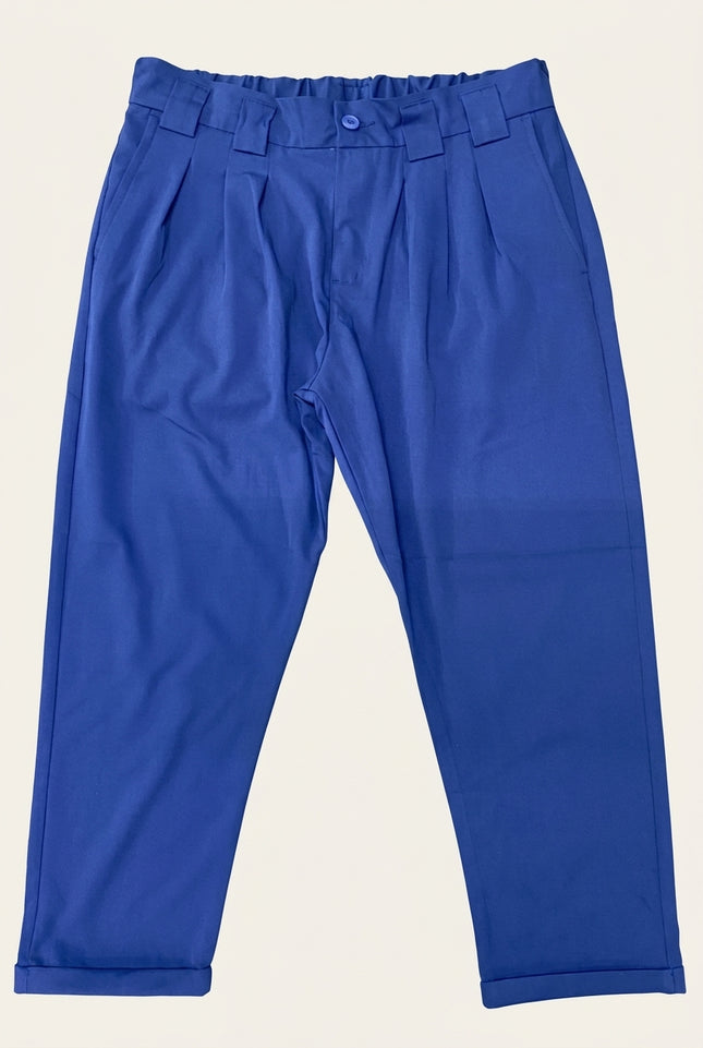 Pleated Trousers - Cobalt - Front