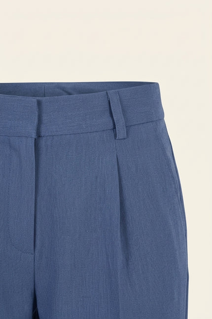 Pleated Trousers - Dark Blue - Detail