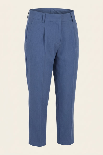 Pleated Trousers - Dark Blue - Front