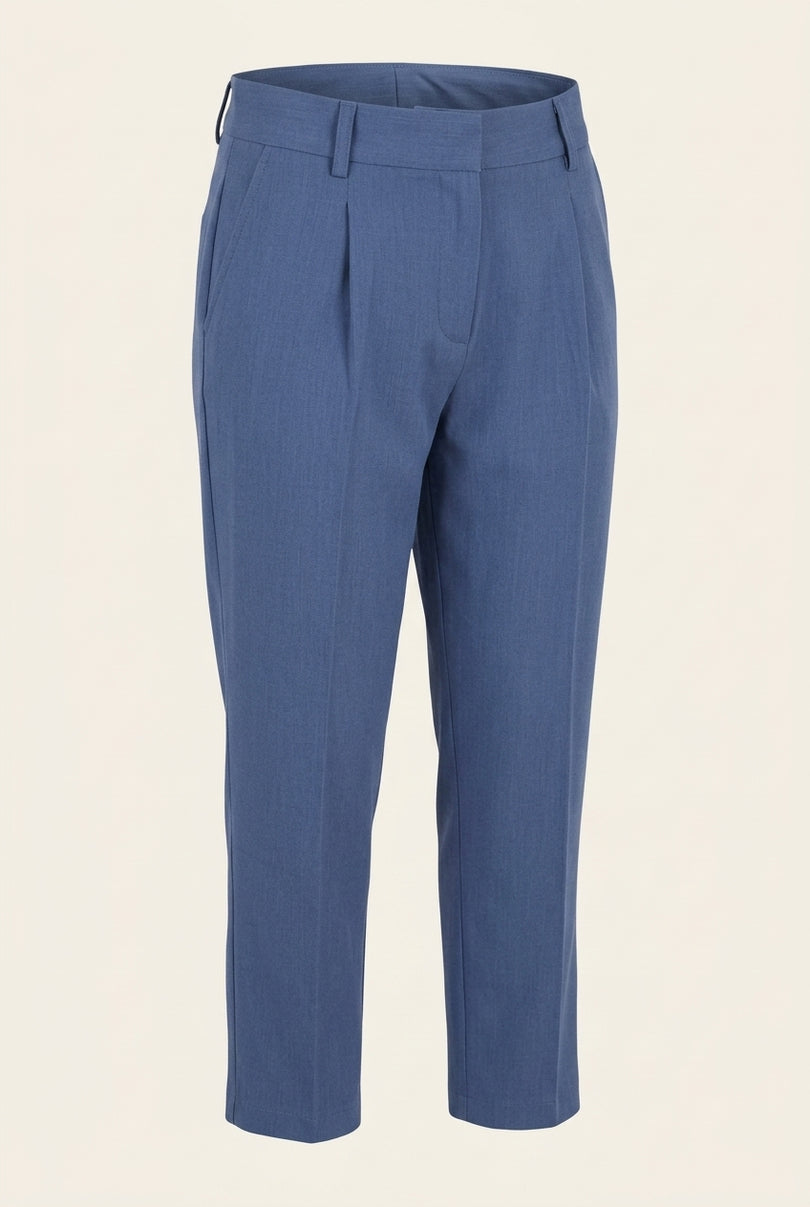 Pleated Trousers - Dark Blue - Front