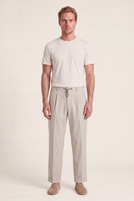 Pleated Wide Leg Trousers - Stone