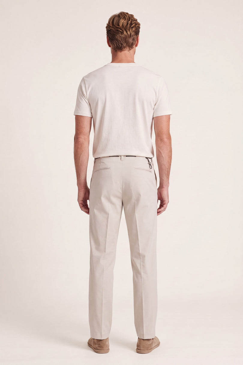 Pleated Wide Leg Trousers - Stone