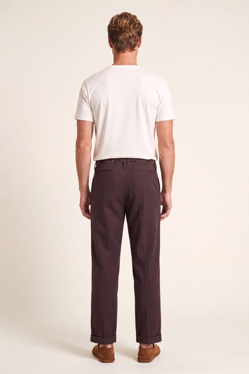 Pleated Wide Leg Trousers - Dark Brown