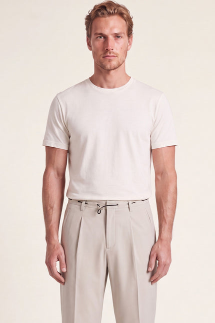 Pleated Wide Leg Trousers - Stone