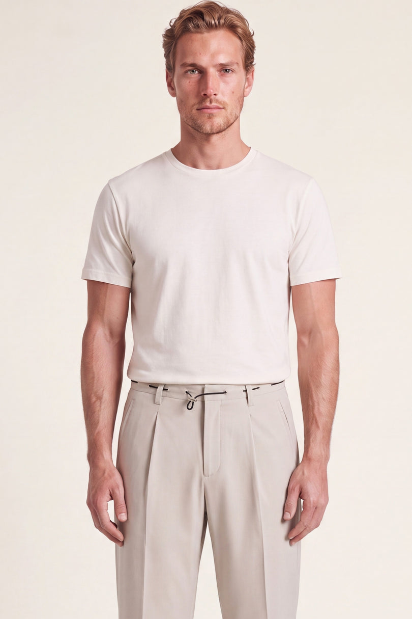Pleated Wide Leg Trousers - Stone