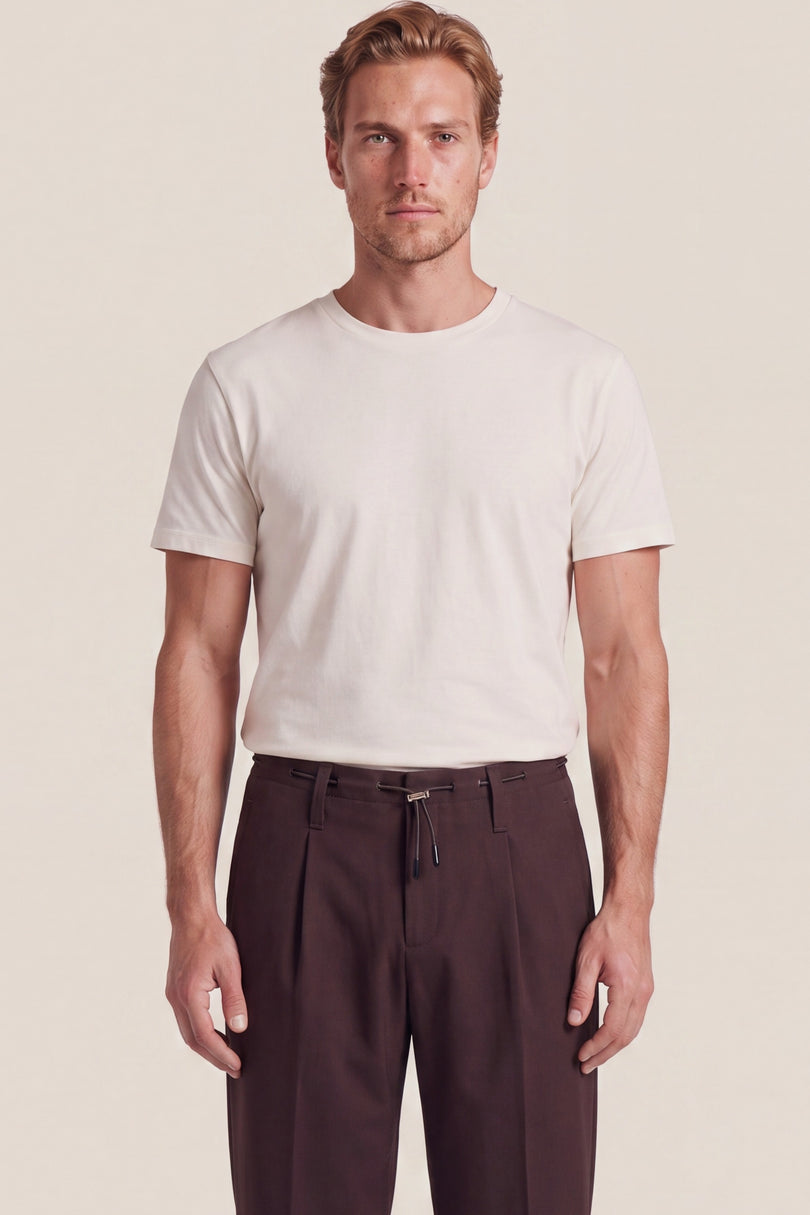 Pleated Wide Leg Trousers - Dark Brown