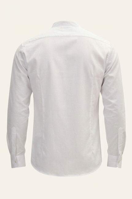 Pure Cotton Band Collar Dress Shirt  - White - Back
