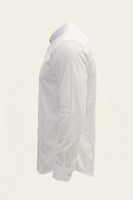 Pure Cotton Band Collar Dress Shirt  - White - Side