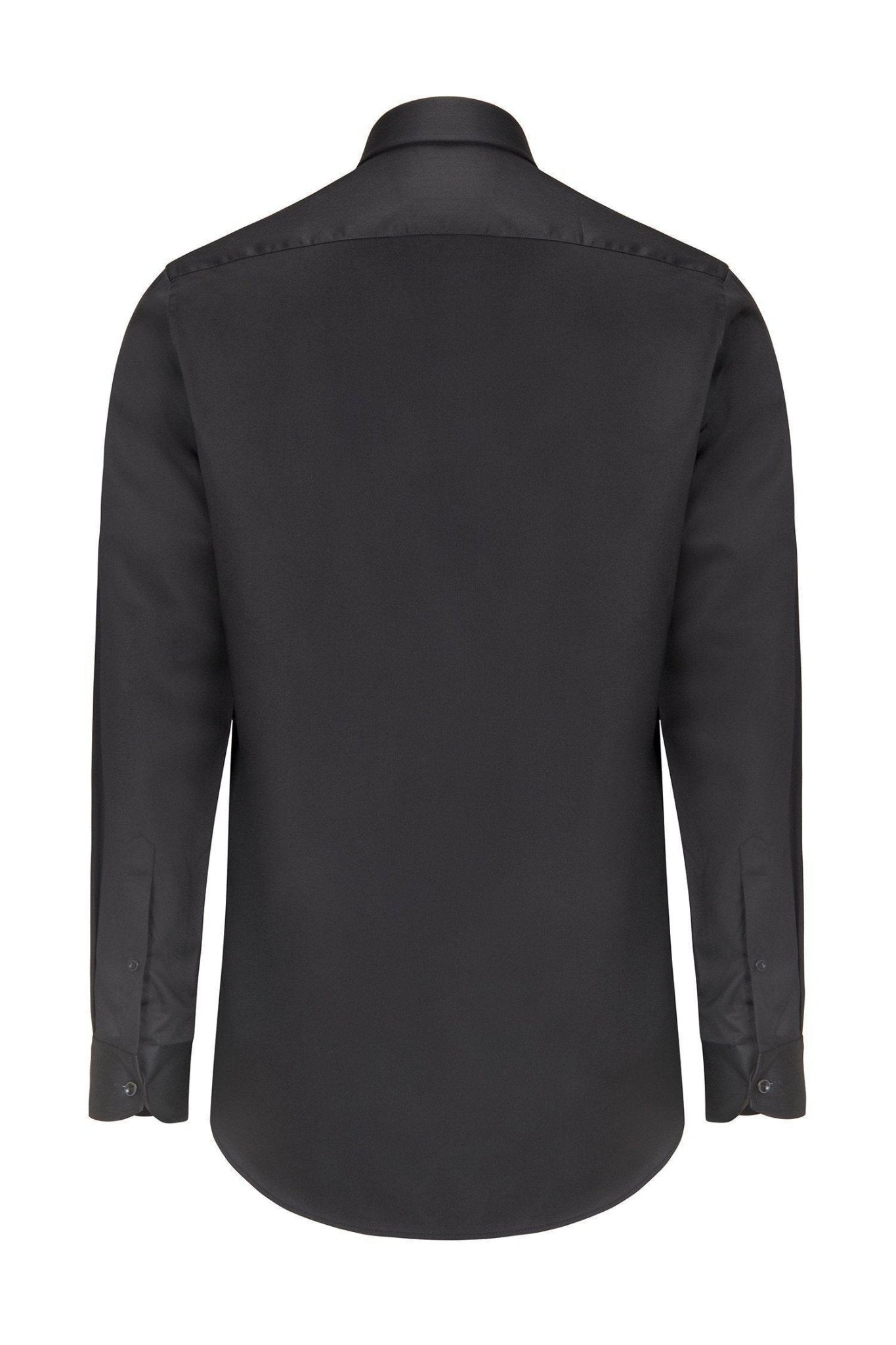 Men's Point Collar Dress Shirt - Black | Ron Tomson Men's Point Collar Dress Shirt - Black | Ron Tomson