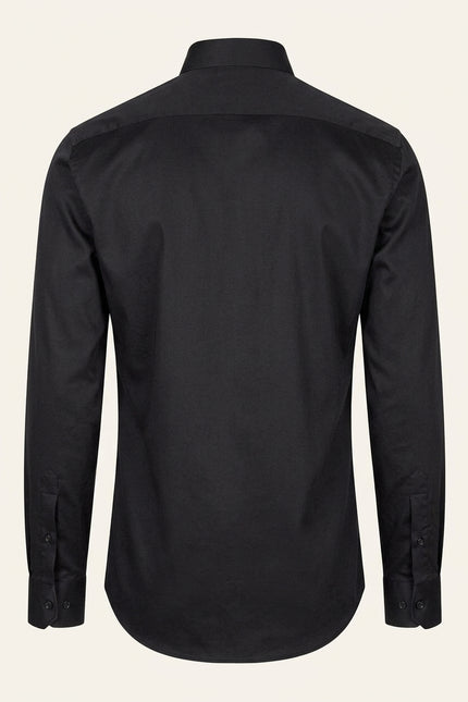 Pure Cotton Classic Collar Sateen Dress Shirt - Black - Back